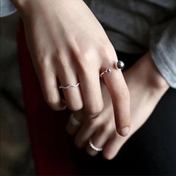 925 STERLING SILVER BEAD BALL ADJUSTABLE RING, CUTE RING, SHINY RING. - Picture 5 of 7